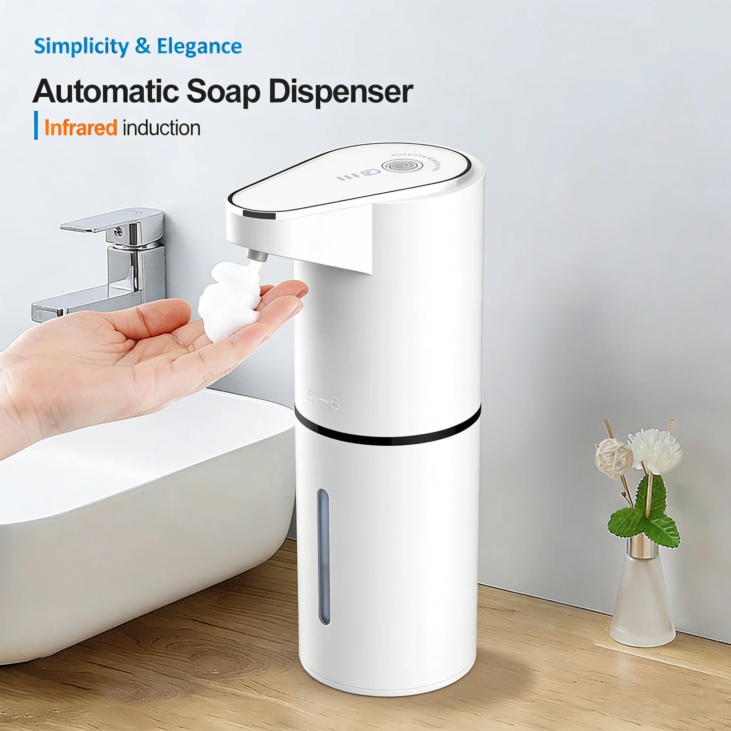 Automatic Touchless Soap Dispenser – USB Type-C Rechargeable Wall Mounted Sensor Foam Soap Dispenser for Bathroom & Kitchen