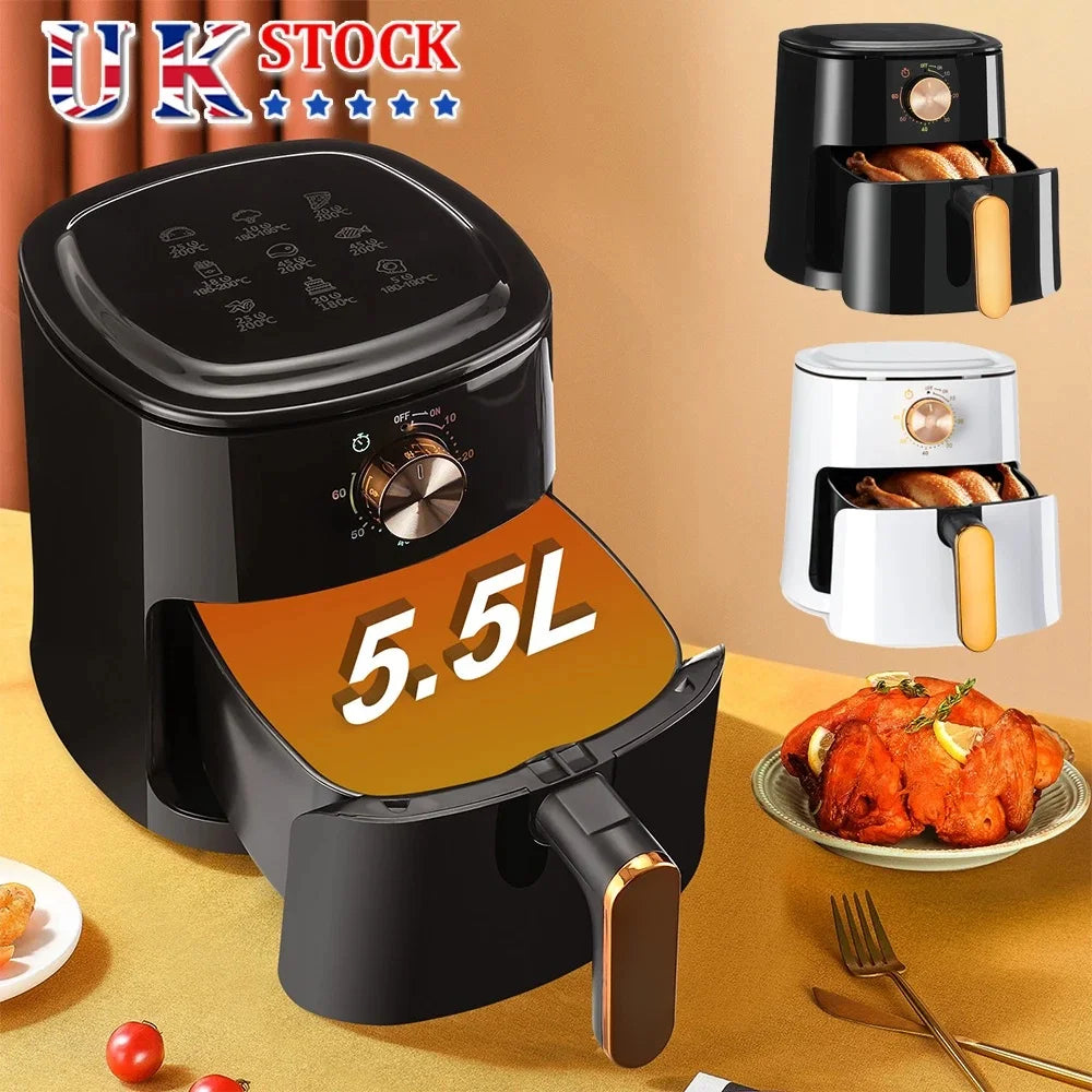 5.5L Digital Air Fryer Large Capacity – Oil Free Healthy Cooker with Temperature Control | UK Stock