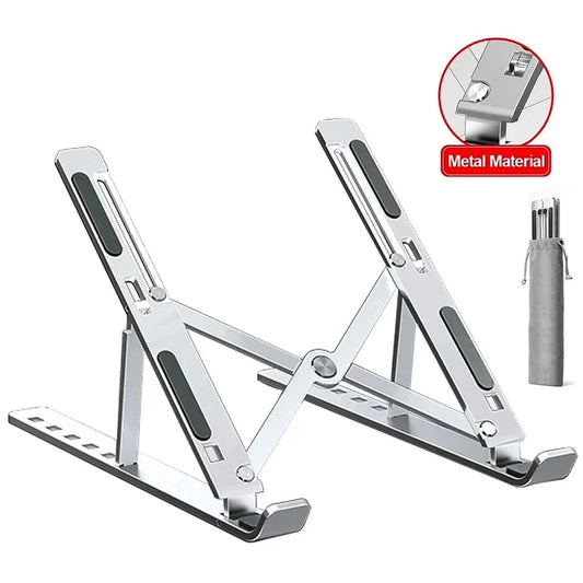 Adjustable Aluminum Laptop Stand – Foldable Portable Notebook Holder with Non-Slip Base | UK Desk Setup