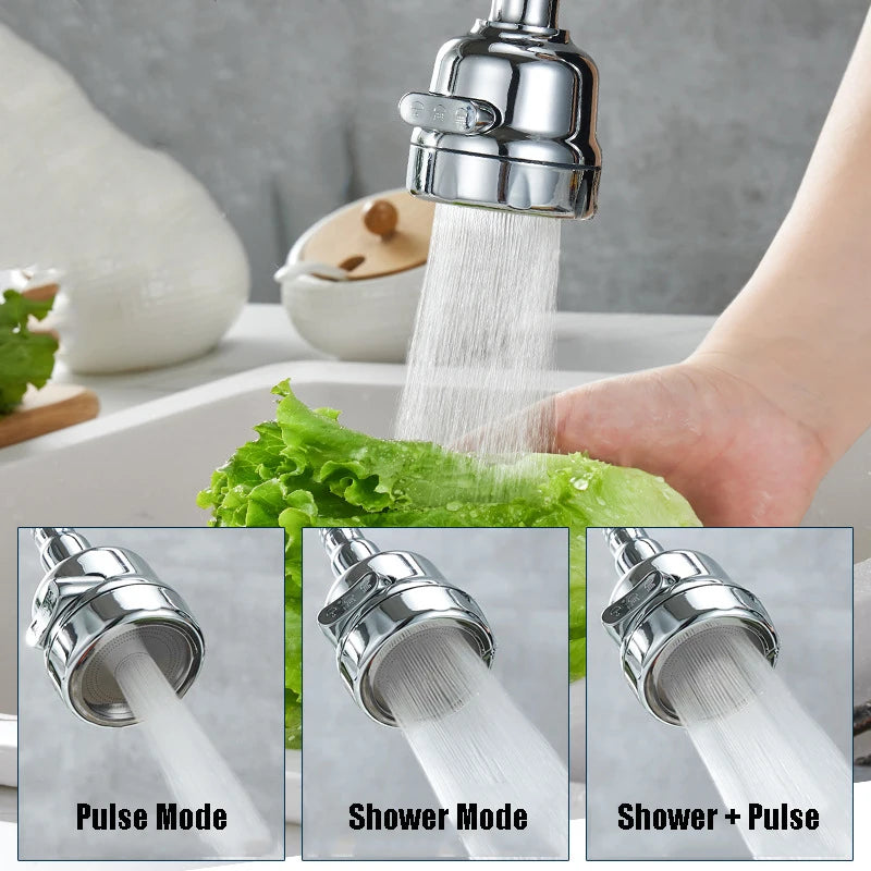 360° Rotating Kitchen Faucet Adapter – 2/3 Mode Water Saving Tap Nozzle Spray Filter | Universal Sink Extender UK
