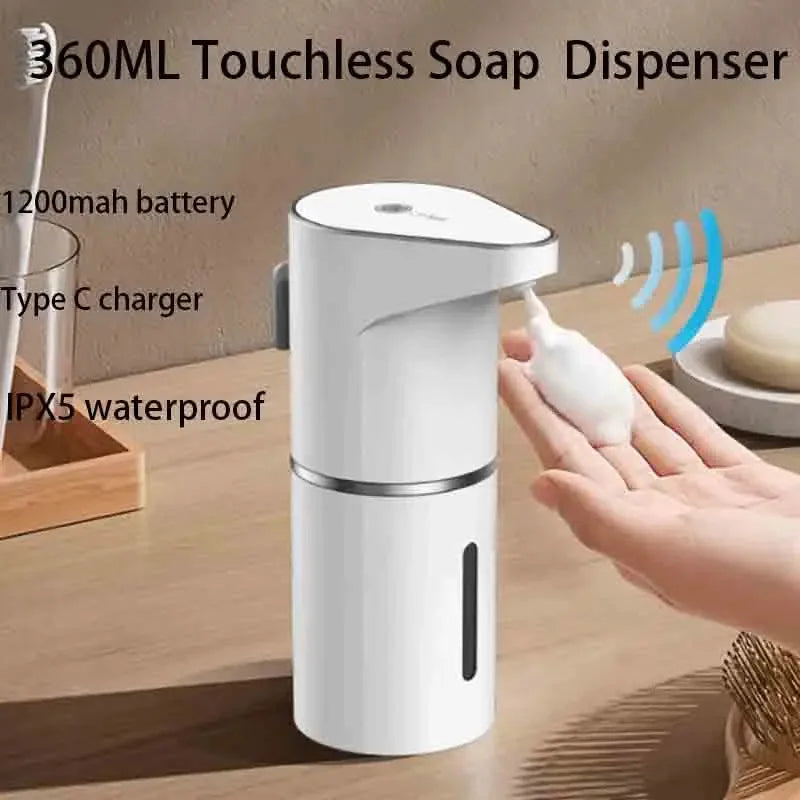 Automatic Touchless Soap Dispenser – USB Type-C Rechargeable Wall Mounted Sensor Foam Soap Dispenser for Bathroom & Kitchen