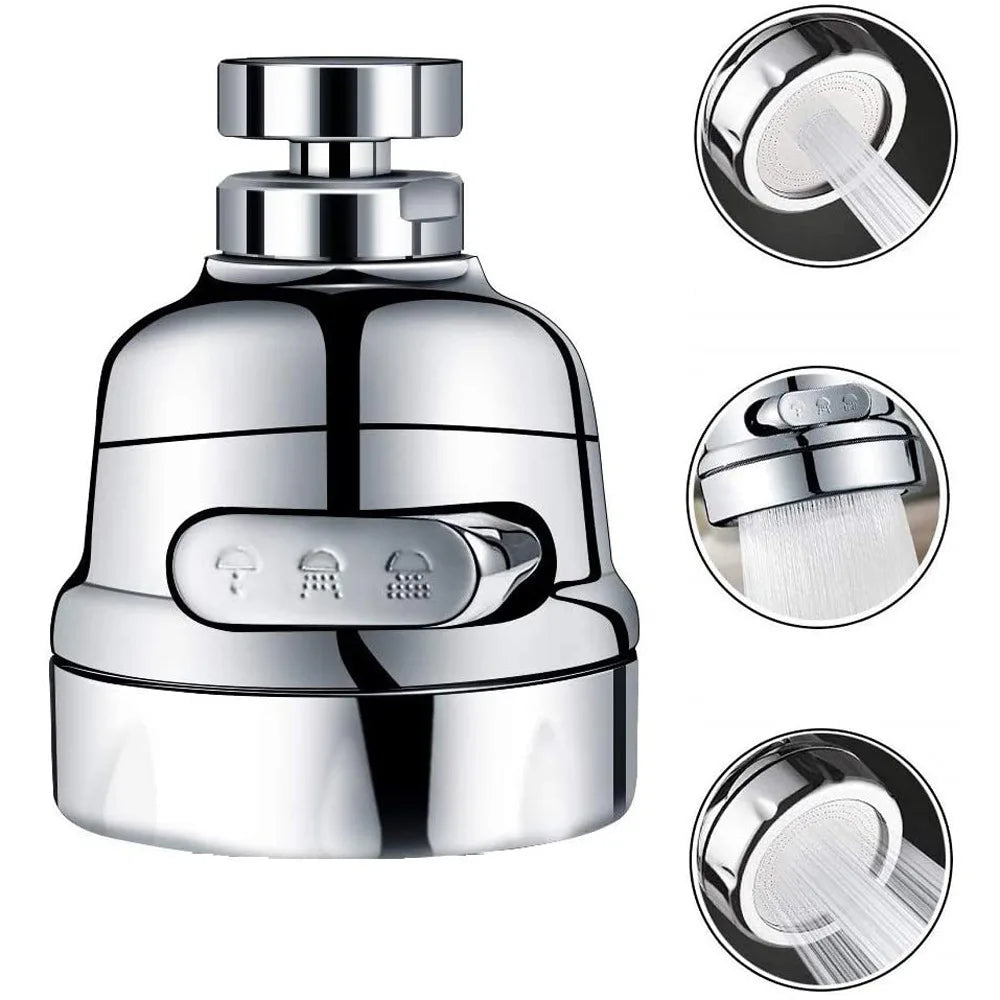 360° Rotating Kitchen Faucet Adapter – 2/3 Mode Water Saving Tap Nozzle Spray Filter | Universal Sink Extender UK