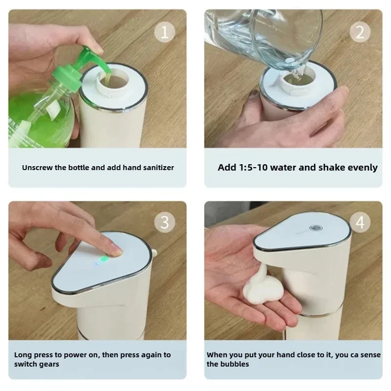 Automatic Touchless Soap Dispenser – USB Type-C Rechargeable Wall Mounted Sensor Foam Soap Dispenser for Bathroom & Kitchen