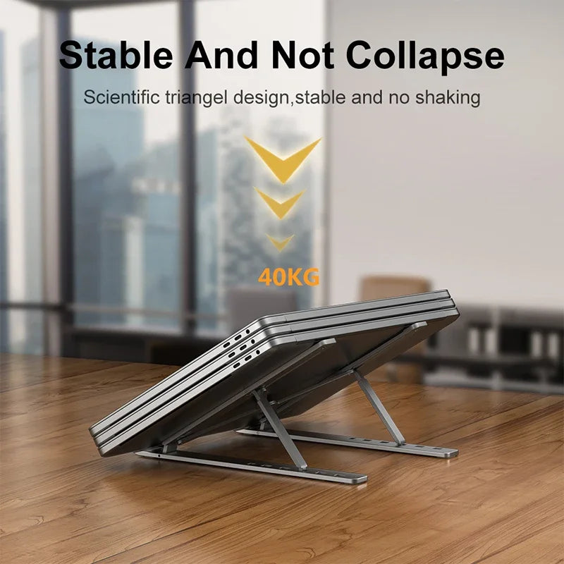 Adjustable Aluminum Laptop Stand – Foldable Portable Notebook Holder with Non-Slip Base | UK Desk Setup