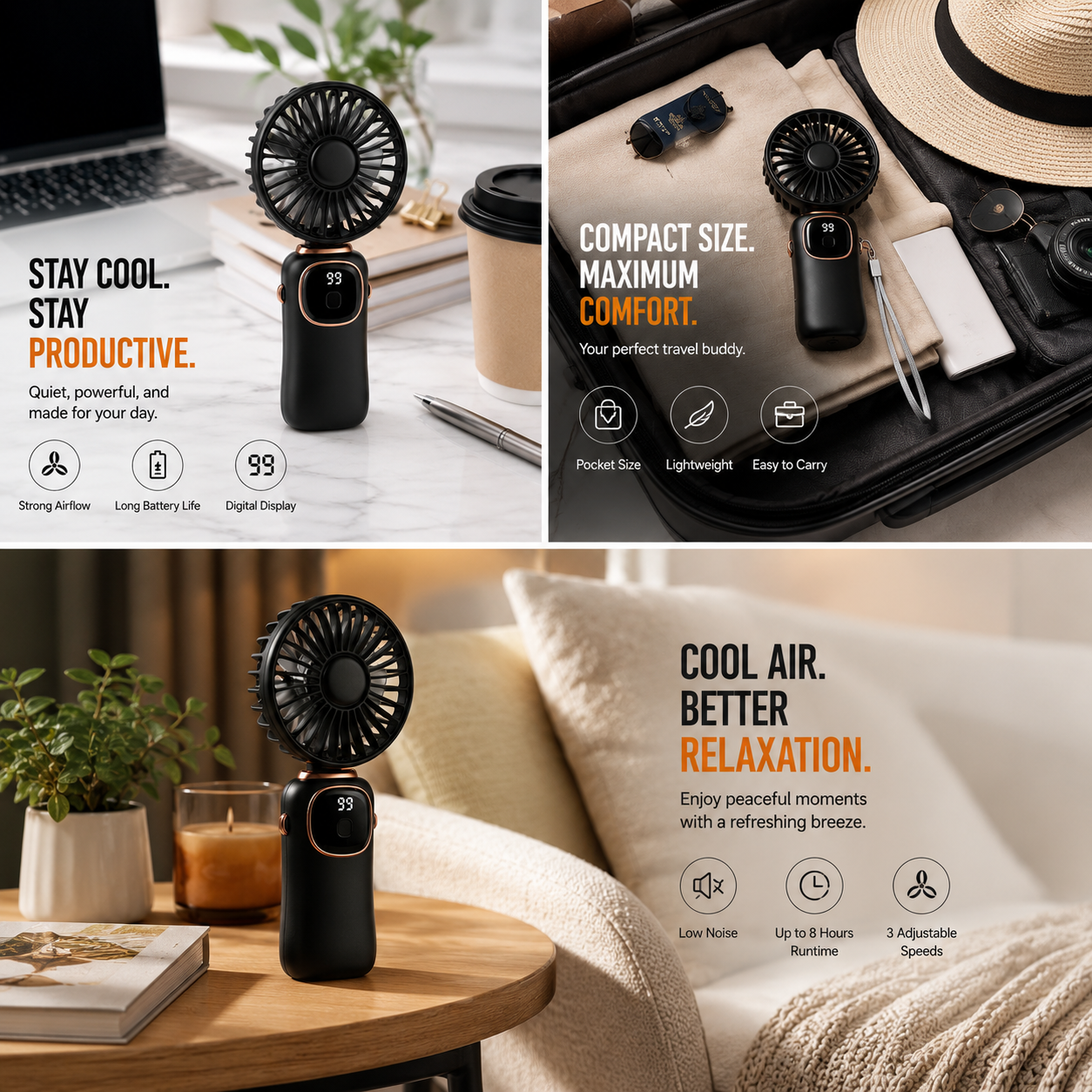 Portable Misting Fan UK – Rechargeable Handheld Cooling Fan with Water Spray | Snug&Styles