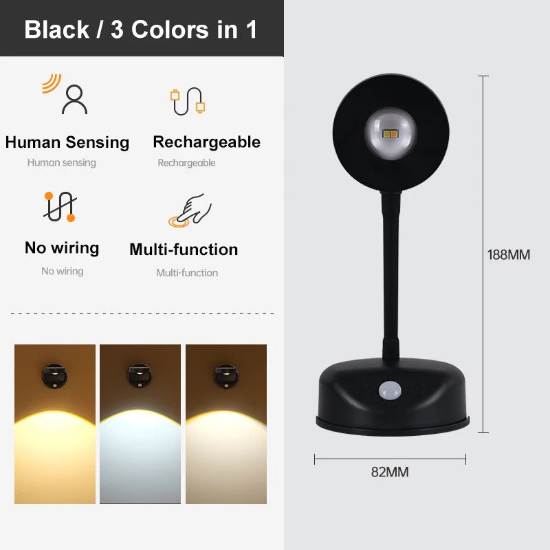 USB Rechargeable Motion Sensor Wall Light – Dimmable LED Picture & Cabinet Light with 3 Color Modes