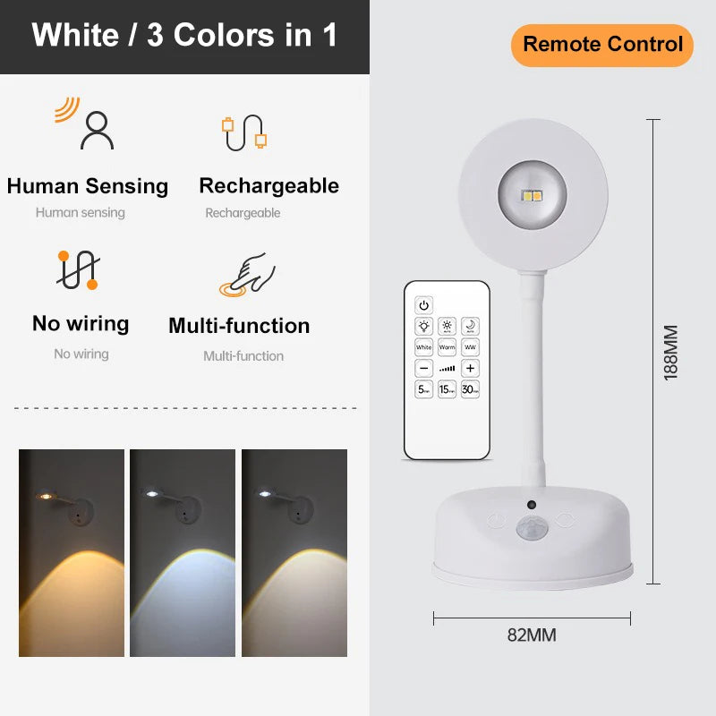 USB Rechargeable Motion Sensor Wall Light – Dimmable LED Picture & Cabinet Light with 3 Color Modes